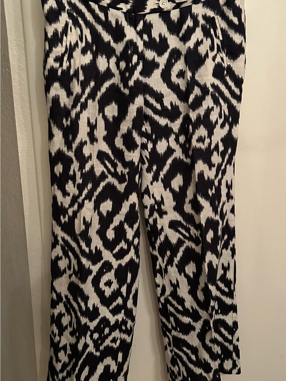 LOFT Black and White Animal Print Wide-Leg Pants